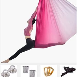 Aerial Hammock, 5.5 Yards Premium Aerial Silk Fabric Pilates Inversion Gymnastic Aerial Fitness Rig Include Daisy Chain,Carabiner XJJUN (Color : F, Size : 5m)
