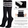 SIVGULERIIE Knee High Socks for Women Athletics Striped Tube Socks Cotton Soft Fit For Running Hiking Cycling 2 Pairs - Image 3