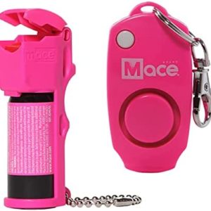 Mace Brand Pocket Pepper Spray and Alarm Combo (Neon Pink) – Accurate 10’ Powerful Pepper Spray with Flip Top Safety Cap, Includes Personal Alarm, Leaves UV Dye on Skin – Great for Self-Defense