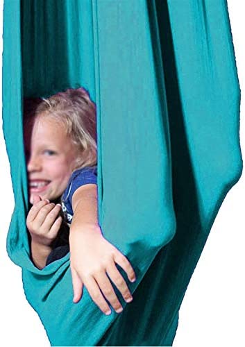 Portable Indoor Sensory Swing for Kids with Mounting Hardware Adjustable Aerial Yoga for Children with Autism, ADHD, Aspergers, Sensory Integration Exercise