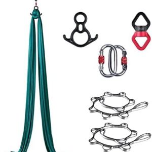 QueenLine Aerial Yoga Hammock Set Acrobatic Dance Yoga Hammock Aerial Silk Fabric Yoga Swing for Home Green