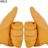 OZERO Flex Grip Leather Work Gloves Stretchable Wrist Tough Cowhide Working Glove 1 Pair (Gold, Large) - Image 2