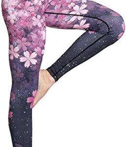 FLYILY Womens Pattern Yoga Leggings High Waisted Printed Sport Pants Stretchy Fitness Workout Athletic Trousers