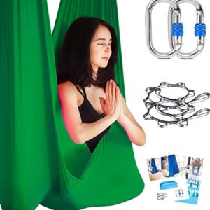 Orbsoul Deluxe Yoga Hammock (Grand Size 5.5 Yards) Includes Premium Aerial Nylon Silks, Certified Rigging Hardware & Easy Set-Up Guide