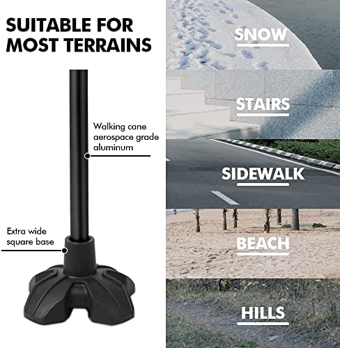 KINGGEAR Walking Cane for Women and Men, Lightweight and Sturdy Offset Walking Stick , Large Quad Base Canes for Seniors, Walking Crutches for People with Leg Injuries - Image 4