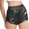 Women's Yoga Hot Shorts Elastic Waist Shiny Metallic Short Pants - Image 3