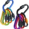 IEBUOBO 10 Pack Aluminum D Ring Key Rings Hiking Clips Locking Carabiner for Hiking Camping Fishing and Outdoor Use，Clips with Screw Gate Multicolored - Image 2