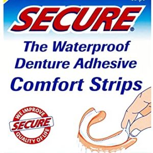 Secure Comfort Strips Waterproof Denture Adhesive - Zinc Free - Extra Firm Hold For Lower Dentures - 15 Strips