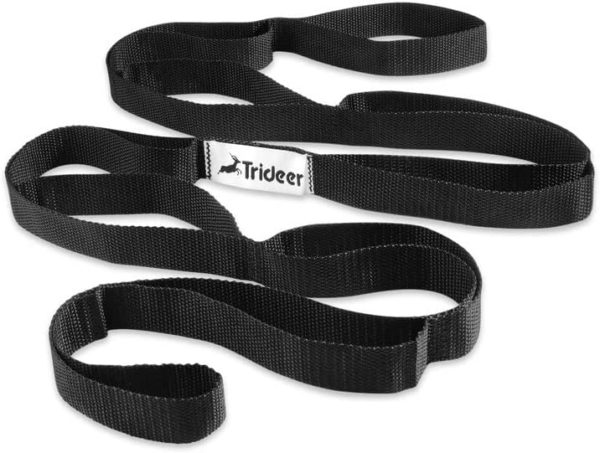 Trideer Stretching Strap Yoga Strap Physical Therapy for Home Workout, Exercise, Dance, Pilates and Gymnastics, 10 Loops Non-Elastic Stretch Bands with Workout Guide for Women & Men.