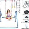 Athletic Bar Kids Jungle Gym Gymnastics 3 in 1 Deluxe Swing Set, Trapeze Rings, Monkey Bars Kip Bar Playground Expandable Junior Training Bar Foldable Climbing Tower Blue - Image 2
