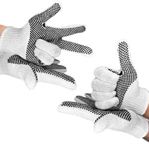 PUREVACY String Knit Gloves with Single Side Dot. Safety White Cotton Work Gloves for Men & Women for Gardening, Warehouse