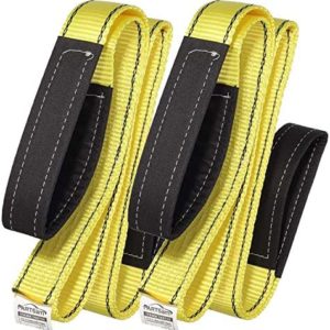 Partsam Premium 2Pcs Crane Towing Strap 5.5feet x 2inch Durable 3400Dtex - Heavy Duty Web Sling - Corrosion Resistance Polyester Industrial Flat Eye-Eye Ropes