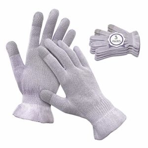 MIG4U Moisturizing Beauty Gloves Touchscreen Overnight Sleeping Glove for Women Dry Hands, Nighttime Lotion, Eczema, SPA, Cosmetic Treatment, grey purple 3 pairs size l/xl