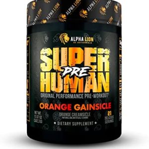 Alpha Lion Superhuman Pre Workout, Increases Strength & Endurance, Powerful, Clean Energy Without Crash (42 Servings, Orange Gainsicle)