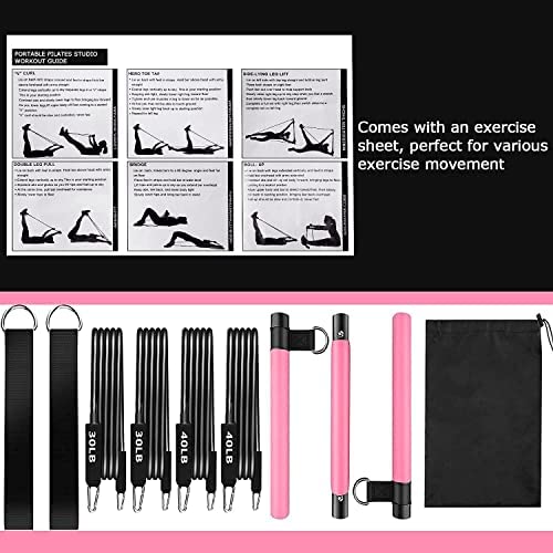 Pilates Bar Kit with Resistance Bands(4 x Resistance Bands),3-Section Pilates Bar with Stackable Bands Workout Equipment for Legs,Hip,Waist and Arm - Image 5