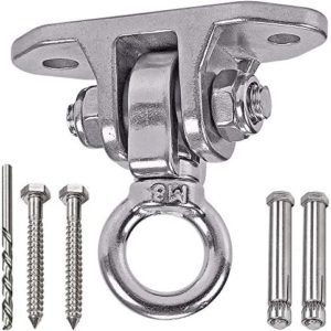 Dakzhou Stainless Steel 304 Heavy Duty Hanger 180°360° Swing 1200 LB Mounting Auger Installation Guide Playground Porch Swing Sandbag Yoga Hammock Stand Wooden Indoor-Outdoor