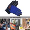 HANDLANDY Mens Work Gloves Touch Screen, Synthetic Leather Utility Gloves, Flexible Breathable Spandex - Padded Knuckles & Palm (Medium, Blue) - Image 5
