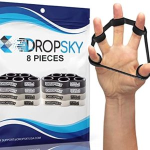 Finger Strengthener Hand Resistance Bands [8pcs], Finger Exerciser Grip Strength Trainer Hand Stretcher, Muscle Exercisers Improve Grips Performance (4 Levels 6.6lb, 8.8lb, 11lb, 13.2lb)