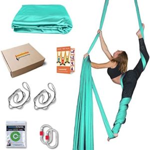 Aerial Yoga Hammock - 5.5 Yards Premium Aerial Silk with Daisy Chain, Carabiner and Guide Yoga Starter Kit for All Levels