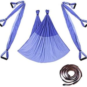 ROBDAE Aerial Yoga Swing Aerial Yoga Hammock Set with Chrysanthemum Extension with Fitness Hammock Yoga for Air Yoga Inversion Exercises (Color : Blue, Size : One Size)