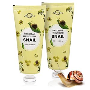 Grace Day Snail Hand Cream with Shea Butter, Deeply Moisturizing & Nourishing, Jojoba oil & Nigra leaf extract, Healing Cream for Very Dry Skin, (Pack of 2) - Made in Korea