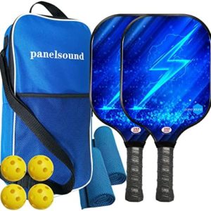 Panel Sound USAPA Approved Pickleball Paddle Lightweight Pickleball Paddles Set of 2,Pickleball Rackets Set, 1 Carrying Case, 2 Cooling Towels & 4 Balls