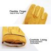 OZERO Leather Work Gloves Flex Grip Tough Cowhide Gardening Glove for Wood Cutting/Construction/Driving/Garden for Men and Women 1 Pair (Gold,Large) - Image 2