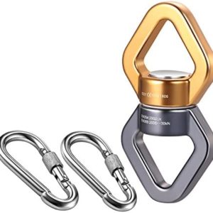 FeiYen Tree Swing Swivel Spinner with 2 Carabiners 30KN for Aerial Silks, Spider Web Tree Swing, Hanging Hammock, Children's Pod Swing - Safest Climbing Rotational Device Hanging Spinner 2500 up Lbs
