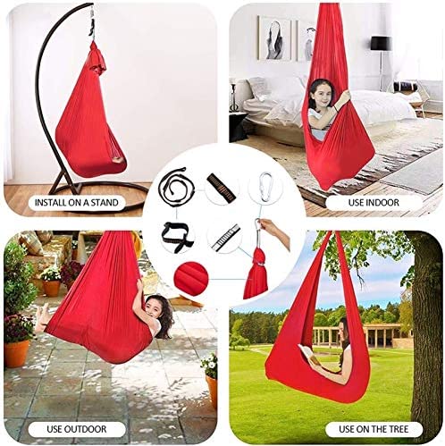 Portable Indoor Sensory Swing for Kids with Mounting Hardware Adjustable Aerial Yoga for Children with Autism, ADHD, Aspergers, Sensory Integration Exercise - Image 3