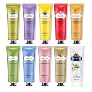 10 Packs Hand Cream Gift Set, SHVYOG Fragrance Hand Lotion Set with Foot Cream for Dry Cracked Hands, Deeply Moisturizing Hand Cream Set, Travel Size Hand Lotion, Unique Christmas Gift Set