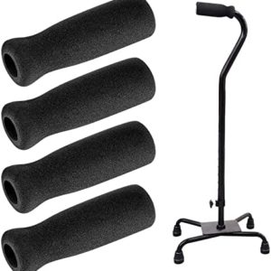 Cane Grip Replacement Cane Grip Foam Cane Handle Grip Replacement Offset Cane Grips Walking Cane Hand Grip Foam Handle for Cane Bicycle Handlebars 4.53 x 0.98 x 0.98 Inch, Black (4 Pieces)