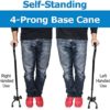 RMS Quad Cane - Adjustable Walking Cane with 4-Pronged Base for Extra Stability - Foam Padded Offset Handle for Soft Grip - Works for Right or Left Handed Men or Women (Black) - Image 4