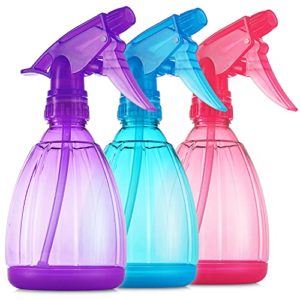 Spray Bottles - Set of 3 Small Empty Plastic Spray Bottles For Hair, Plants, Cats. 12 Oz Vibrant Color Water Squirt Bottles