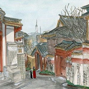 Asian Art Print, Korean Art Print, Seoul Print, Seoul Art, Traditional Korean Art, Hambok, Mother and child art