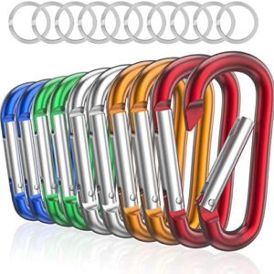 sprookber 3" Aluminum Carabiner D Ring, Caribeener Clips, Spring Snap Hook for Keychain Clip, Set of 10