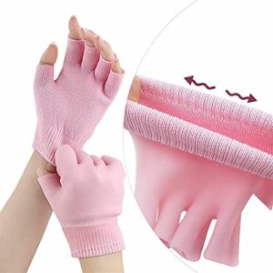 Moisturizing Spa Gloves Half Finger Touch Screen Gloves Gel Glovers Gel Line with Essential Oils and Vitamin E for Dry Cracked Hand (Pink)