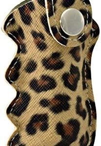 Pepper Defense PD-2 Pepper Spray Keychain w/ Finger Grip Holster for Aim & Accuracy - Maximum Strength 10% OC Police Grade Formula - Emergency Non Lethal Self Defense (Leopard)