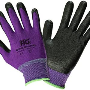 Advanced Gloves – NiTex P-200 Nylon Nitrile Gloves, Breathable Nitrile Foam Coated Utility Gloves for Insulated Grip, Purple, 3-Pair, Medium