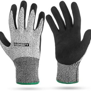 Gloveefy Cut Resistant Gloves, Sandy Nitrile Coated, EN388:4444F, Abrasion Resistant, Anti-slip, Comfort Fit, Large