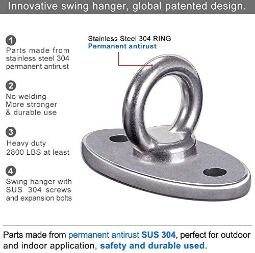 SELEWARE 2800 lb Capacity Wall Ceiling Mount Bracket for Suspension Strap Trainer, Suspension Kit for Yoga Swing, Hanging Hardware for Battle Ropes, Woss Suspension, Olympic Rings, Gym Accessories - Image 6