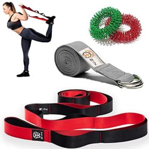 Stretch Strap for Hamstring with Loops.Hamstring Strech Strap for Exercise. Yoga Stretching Strap for Stretch. Set Yoga Ring Strap and Accupresure Massage Rings for Fingers included