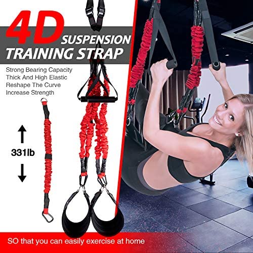 M.A.K Suspension Trainer System,Include Faction of Suspension Resistance Training Straps+Aerial Yoga Swing Belt+Adjustable Chest Expander, 2021 Updated Home/Gym/Yoga Studios Workout Equipment - Image 3