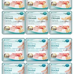 Epielle Intensive Repairing Masks for Hand and Foot (Glove & Socks-12pk) Dry Hand, Dry & Cracked Heel to toe Spa Masks Coconut Oil + Milk Extract + Hyaluronic Acid | Gift set for women, Spa Gift for women