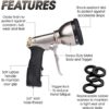 SprayTec Garden Hose Nozzle Sprayer – Premium Heavy Duty Metal Spray Gun w/ Pistol Grip Trigger. 9 Adjustable Patterns Best For Hand Watering Plants & Lawn, Car Washing, Patio, Dog & More - 5 Extra Washers - Image 4