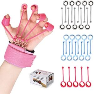 Suertree Finger Exerciser 10Lb +20Lb +40Lb, Hand Strengthener Finger Resistance Band Guitar Finger Stretcher Hand Yoga Equipment, Finger Extensor Strengthener for Finger Resistance Stretching Rehabilitation