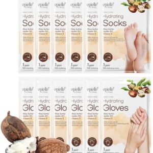 New Epielle Hydrating Hand & Foot Masks (Glove & Socks 12pk) for Dry Hand, Dry & Cracked Heel | Shea Butter + Jojoba Oil + Vitamin E | Skincare Gifts | New Years Skincare