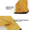 OZERO Leather Work Gloves Flex Grip Tough Cowhide Gardening Glove for Wood Cutting/Construction/Driving/Garden for Men and Women 1 Pair (Gold,Large) - Image 3