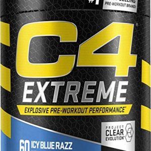 C4 Extreme Pre Workout Powder Icy Blue Razz | Preworkout Energy Supplement for Men & Women | 200mg Caffeine + Beta Alanine + Creatine | 60 Servings