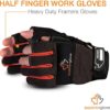 Superior Glove Leather Half Finger Framers Gloves - 1 Pair of Extra Large Black and Orange Work Gloves – MXFE - Image 2