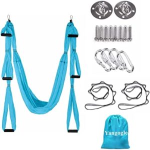 Yangogle Aerial Yoga Swing Sling Strong Yoga Hammock Kit Set Inversion Exercises Include 2 Extensions Straps and Ceiling Mounting Kit